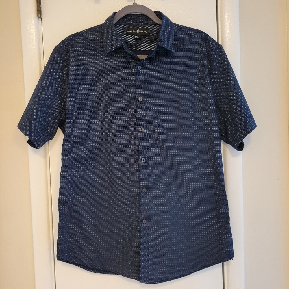Used Beverly Hills Polo Club Short Sleeve Button Down Shirt Blue White R…